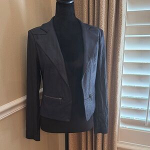 Chic Navy Women's Blazer Jacket with Zippered Pockets
